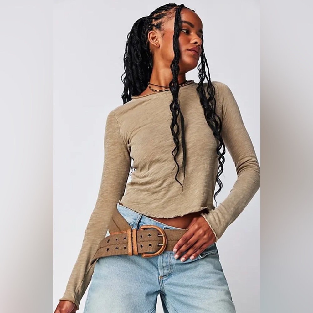 FREE PEOPLE 
Be My Baby Long Sleeve Knit Top - Tropical Nut
we the free